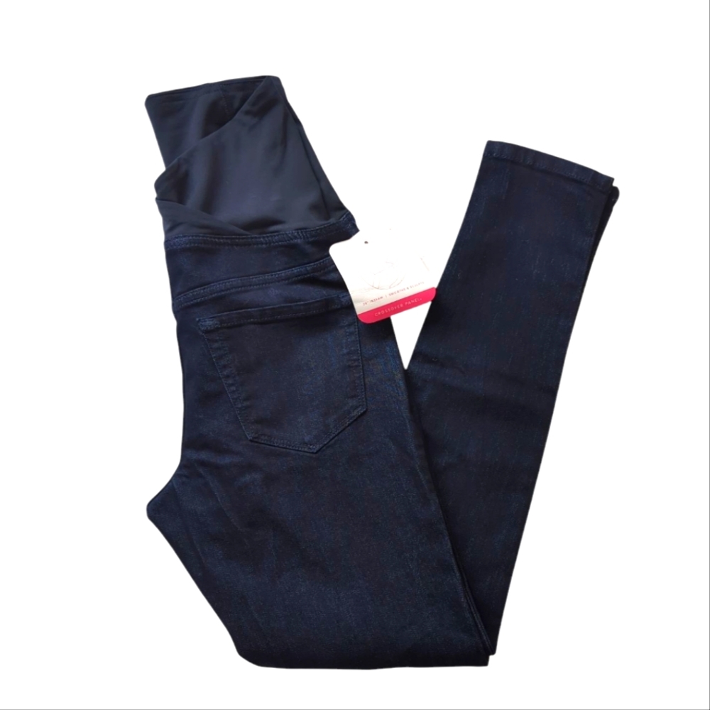 NWT Isabel Maternity Crossover Panel Jegging 0/25R Dark Denim Wash Blue